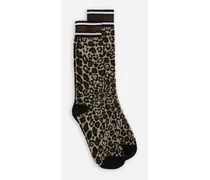 Leopard-print Cotton Jacquard Socks - Donna Calze Multicolore