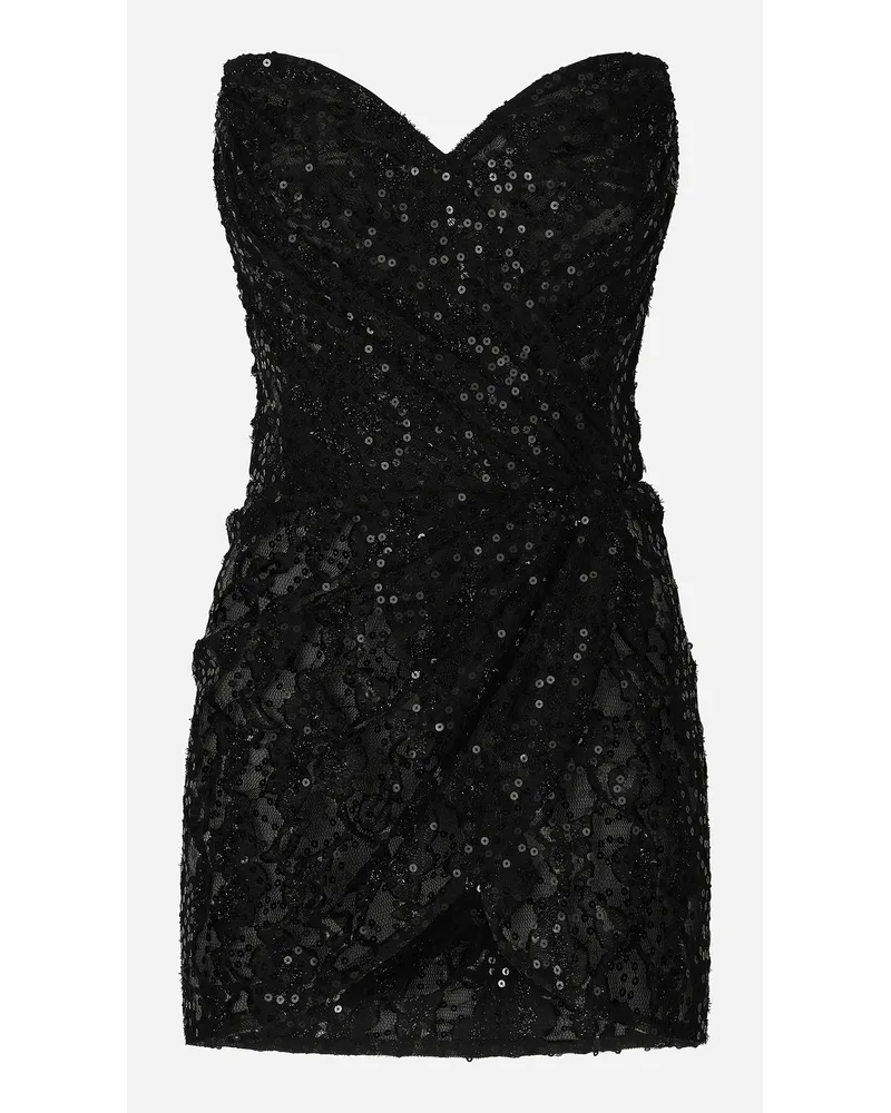 Dolce & Gabbana Abito Corto Con Ricamo Paillettes - Donna Abiti Nero Nero