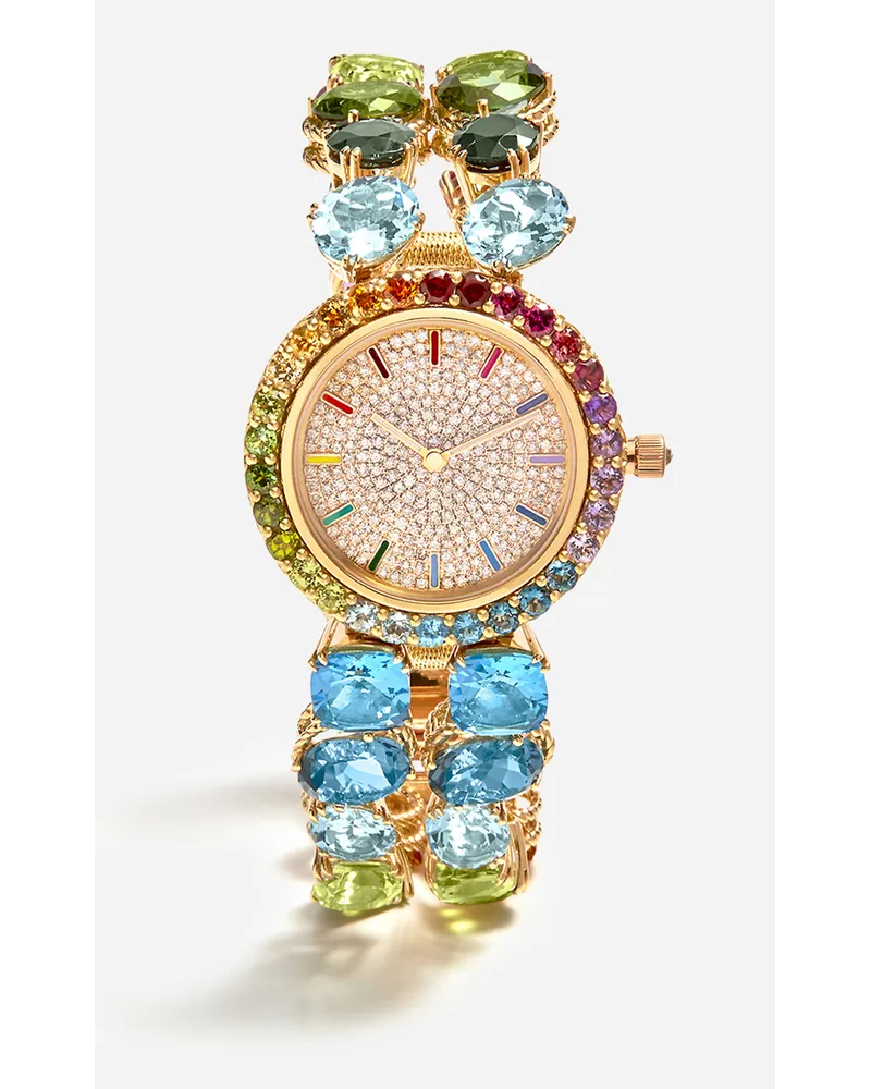 Dolce & Gabbana Watch With Multi-colored Gems - Donna Orologi Oro Oro Oro