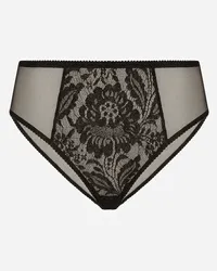 Dolce & Gabbana Slip In Pizzo E Tulle - Donna Intimo Nero Nero