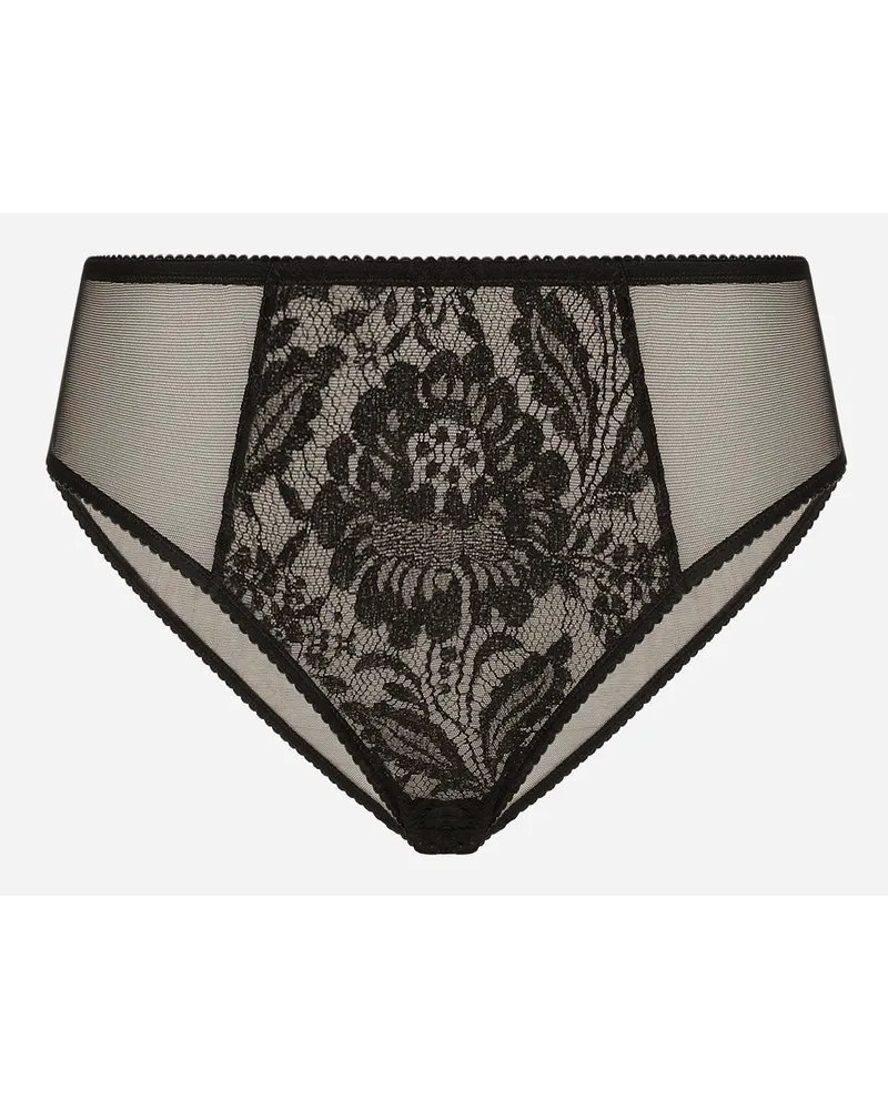 Dolce & Gabbana Slip In Pizzo E Tulle - Donna Intimo Nero Nero
