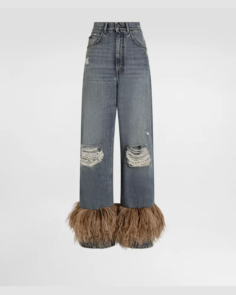 Dolce & Gabbana Pantaloni 5 Tasche In Denim - Donna Denim Multicolore Variante