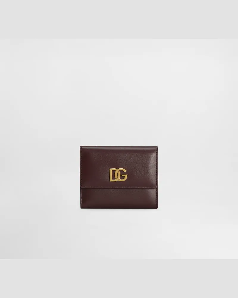 Dolce & Gabbana Portafoglio In Pelle Di Vitello Con Logo Dg - Donna Portafogli E Piccola Pelletteria Bordeaux Bordeaux