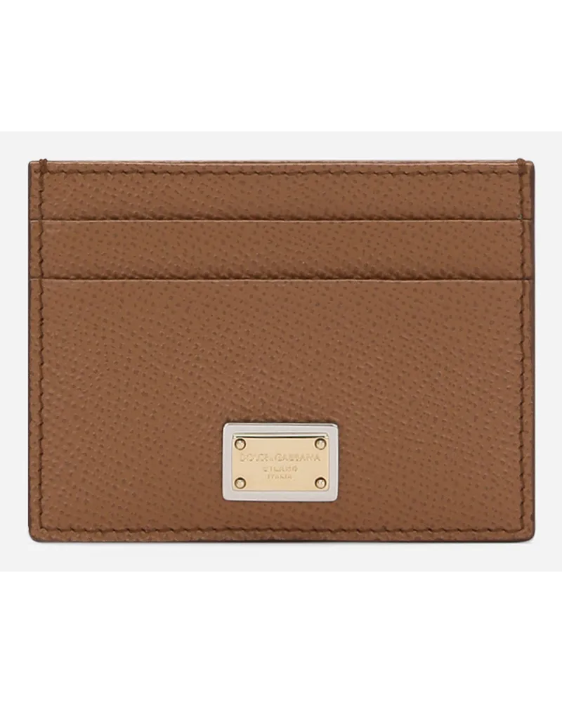 Dolce & Gabbana Portacarte In Pelle Di Vitello Dauphine - Donna Portafogli E Piccola Pelletteria Marrone Pelle Caramello