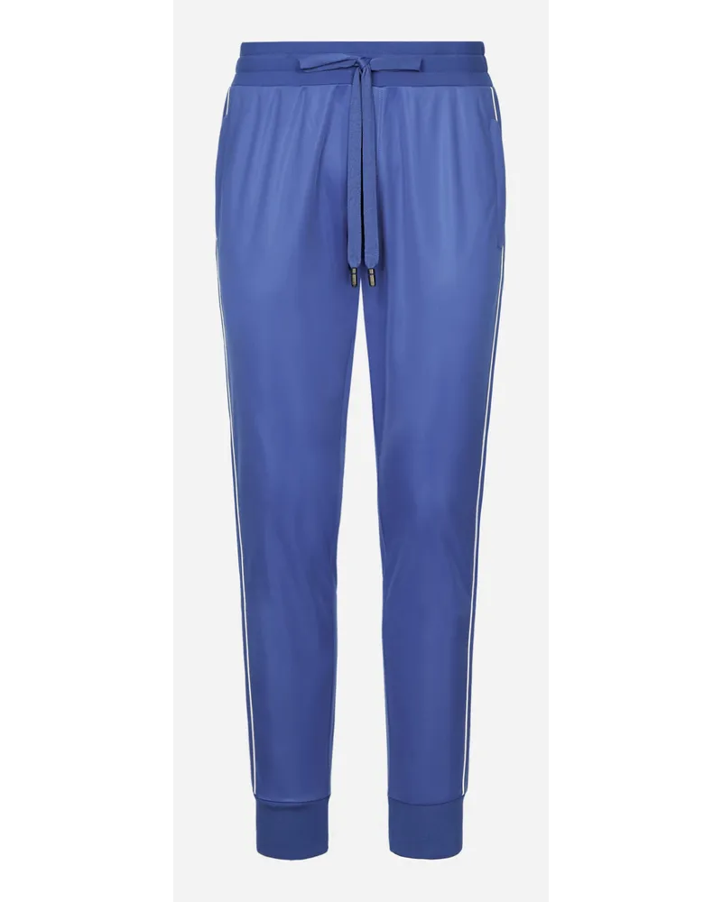 Dolce & Gabbana Pantalone Jogging In Triacetato Con Bande - Uomo Pantaloni E Shorts Blu Tessuto Blu