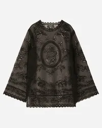 Dolce & Gabbana Crinoline A-line Dress With Inlay Embellishment - Donna Abiti Nero Tessuto Nero