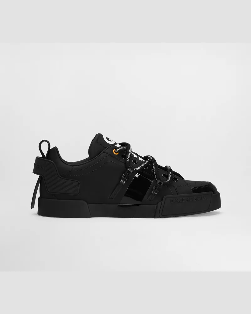 Dolce & Gabbana Sneaker Portofino In Vitello E Vernice - Uomo Sneaker Multicolore Pelle Nero