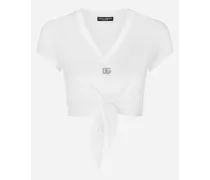 T-shirt In Jersey Con Nodo E Logo Dg - Donna T-shirts E Felpe Bianco Cotone
