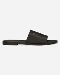 Dolce & Gabbana Slide In Pelle Di Vitello - Uomo Sandali E Slide Marrone Pelle Marrone