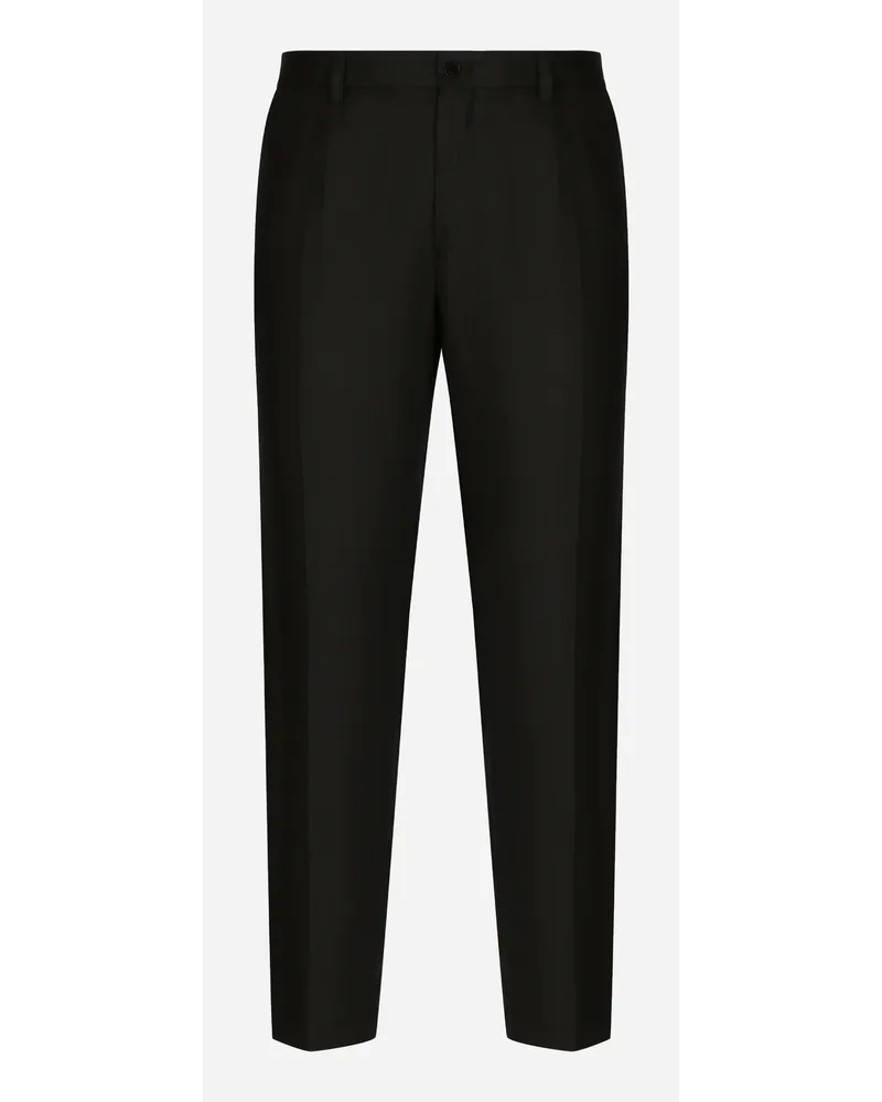Dolce & Gabbana Pantalone In Lino Etichetta Logo - Uomo Pantaloni E Shorts Nero Lino Nero