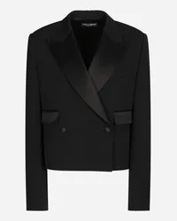 Dolce & Gabbana Giacca Corta Tuxedo Doppiopetto In Gabardina Di Lana - Donna Giacche E Blazer Nero Lana Nero