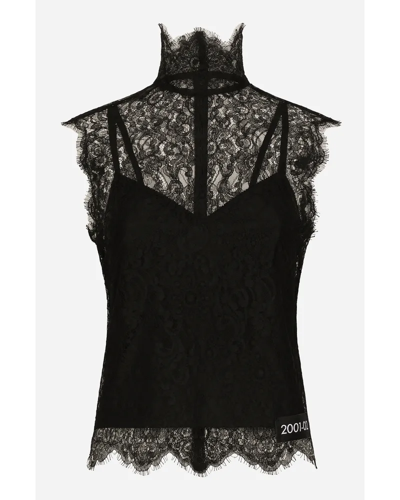 Dolce & Gabbana Top Senza Maniche In Pizzo Chantilly - Donna Camicie E Top Nero Pizzo Nero