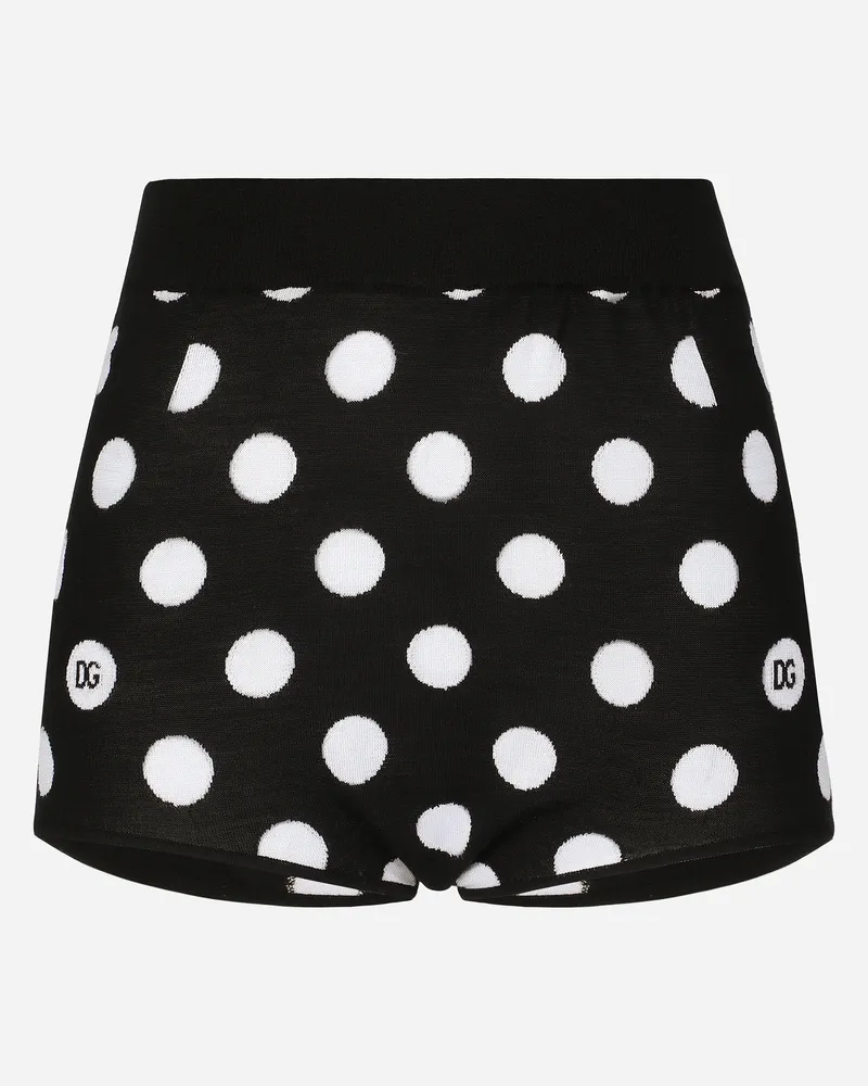 Dolce & Gabbana Culotte A Intarsio Pois In Lana E Seta - Donna Pantaloni E Shorts Multicolore Nero