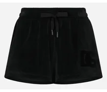 Shorts In Ciniglia Con Ricamo - Donna Pantaloni E Shorts Nero Cotone