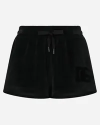 Dolce & Gabbana Shorts In Ciniglia Con Ricamo - Donna Pantaloni E Shorts Nero Cotone Nero