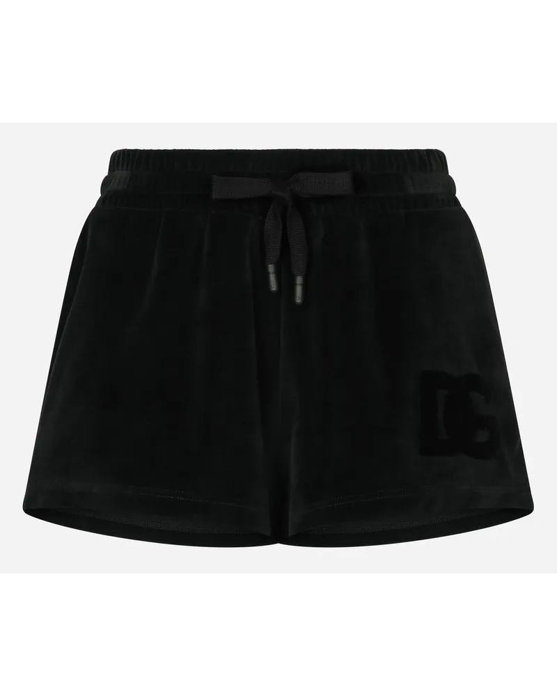 Dolce & Gabbana Shorts In Ciniglia Con Ricamo - Donna Pantaloni E Shorts Nero Cotone Nero