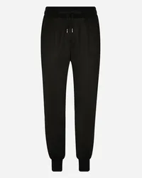 Dolce & Gabbana Pantalone Jogging Jersey Tecnico Con Placca - Uomo Pantaloni E Shorts Nero Tessuto Nero