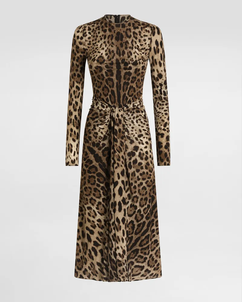 Dolce & Gabbana Abito In Jersey Di Viscosa Stampa Leo - Donna Abiti Stampa Animalier Leo