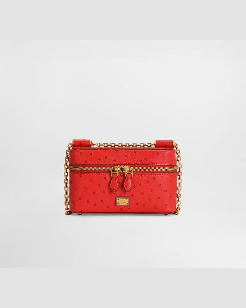 Dolce & Gabbana Borsa A Spalla Sicily Piccola In Pelle Di Struzzo Lucida - Donna Borse A Spalla E Tracolla Rosso Rosso