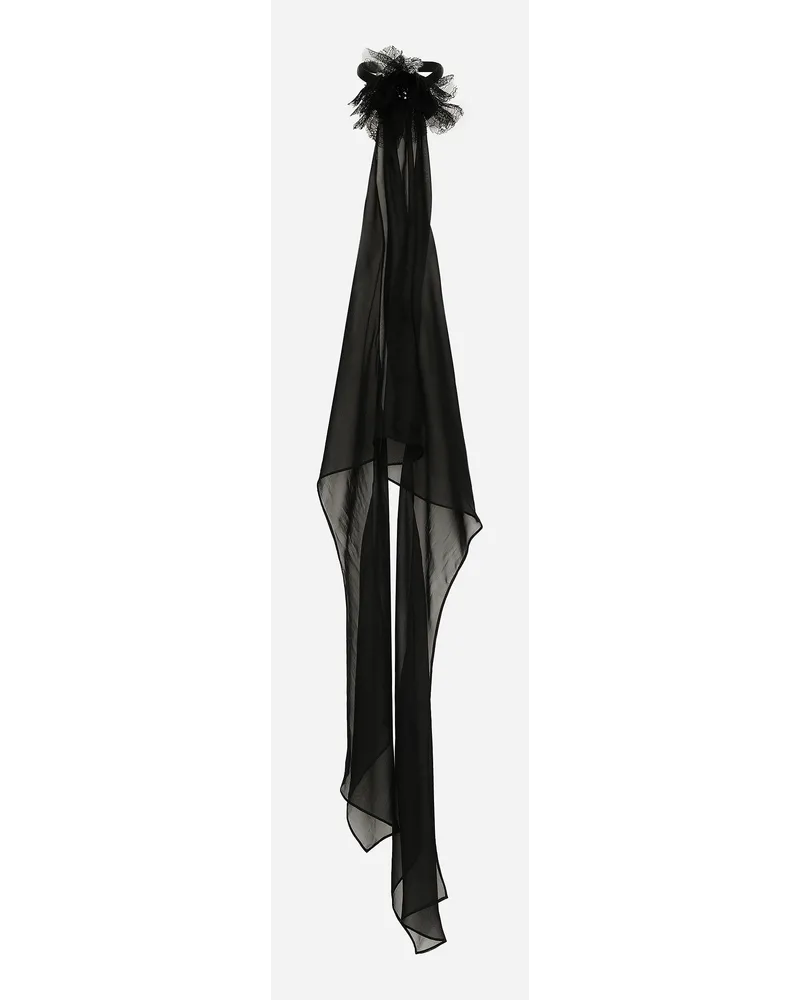 Dolce & Gabbana Top In Chiffon Con Fiore Al Collo - Donna Camicie E Top Nero Seta Nero