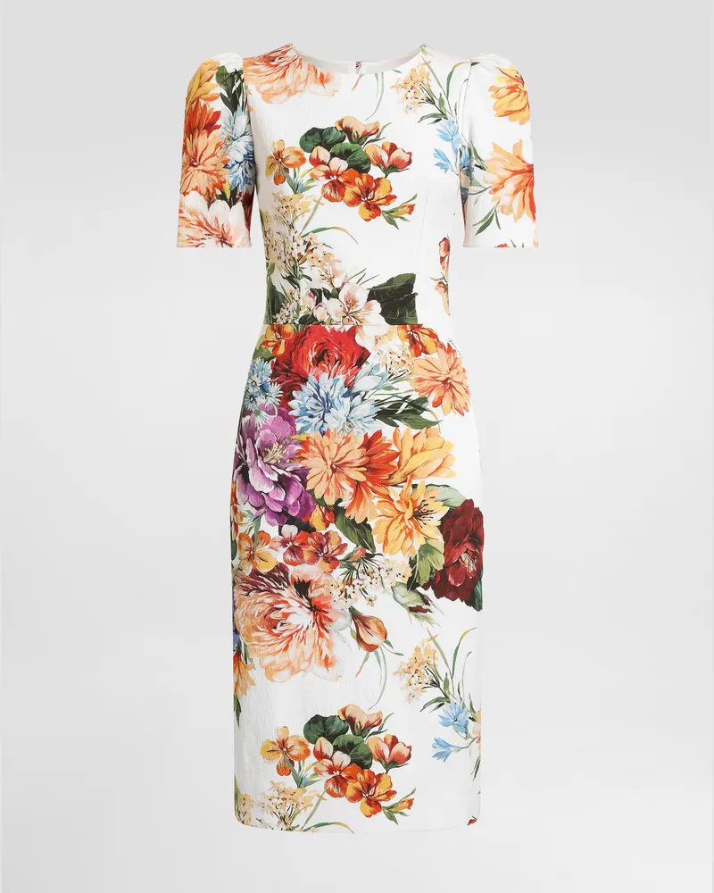 Dolce & Gabbana Abito In Cretonne Stampa Bouquet - Donna Abiti Stampa Stampa