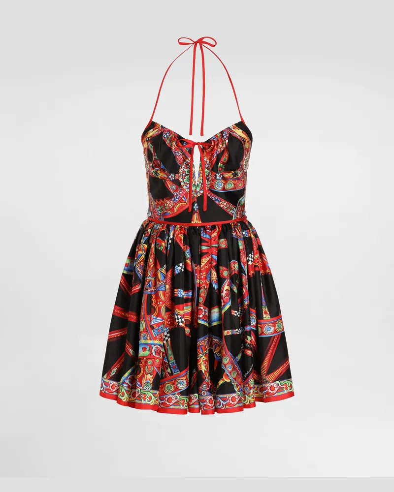 Dolce & Gabbana Abito In Twill Di Seta Stampa Carretto - Donna Abiti Multicolore Variante