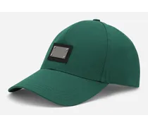 Cappello Baseball In Cotone Con Placca Logata - Uomo Cappelli E Guanti Verde Cotone