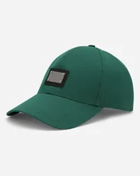 Dolce & Gabbana Cappello Baseball In Cotone Con Placca Logata - Uomo Cappelli E Guanti Verde Cotone Verde