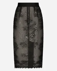 Dolce & Gabbana Crinoline Calf-length Skirt With Inlay Embellishment - Donna Gonne Nero Tessuto Nero