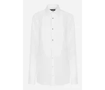Camicia Tuxedo In Cotone Con Plastron In Piquet - Donna Camicie E Top Bianco Cotone