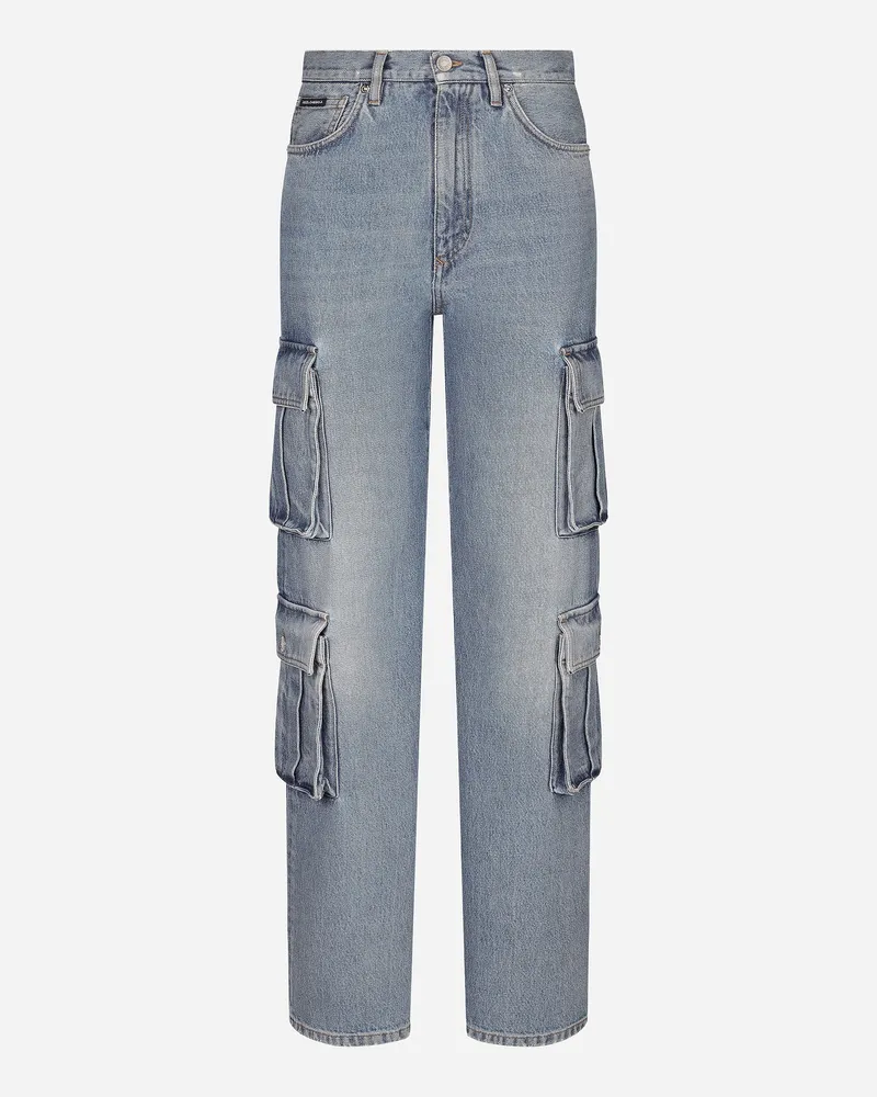 Dolce & Gabbana Jeans Cargo In Denim Di Cotone - Donna Denim Multicolore Variante