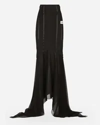 Dolce & Gabbana Long Silk Skirt With Mermaid Ruffle - Donna Gonne Nero Seta Nero