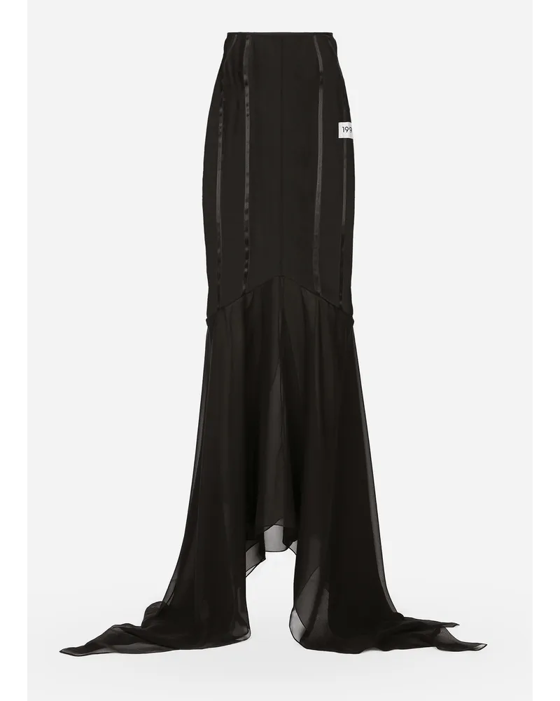 Dolce & Gabbana Long Silk Skirt With Mermaid Ruffle - Donna Gonne Nero Seta Nero