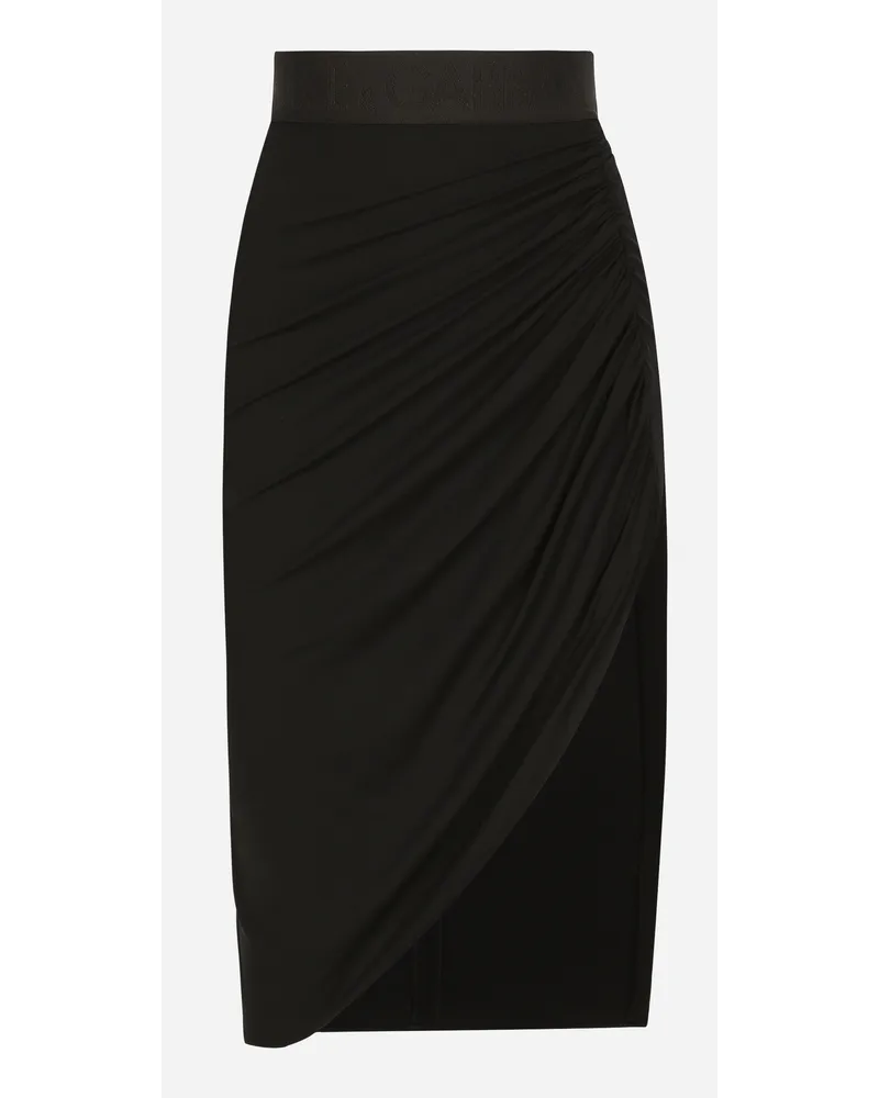 Dolce & Gabbana Gonna Asimmetrica Con Drappeggio In Jersey - Donna Gonne Nero Viscosa Nero