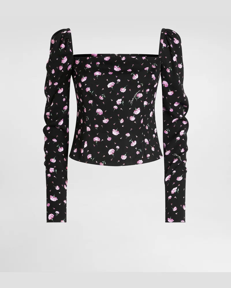 Dolce & Gabbana Top In Seta Stampa Garofanini - Donna Camicie E Top Multicolore Multicolore