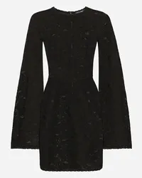 Dolce & Gabbana Abito Corto In Punto Pizzo Con Maniche Ampie - Donna Abiti Nero Pizzo Nero