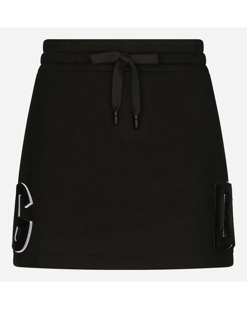 Dolce & Gabbana Minigonna In Jersey Con Logo Patch - Donna Gonne Nero Cotone Nero