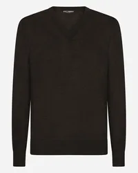 Dolce & Gabbana Maglia Girocollo In Cashmere - Uomo Maglieria Grigio Cashmere Grigio