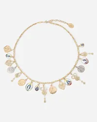 Dolce & Gabbana D.d. Necklace In Yellow 18kt Gold With Antique Ceramic Miniatures - Donna Collane Oro Metallo Oro