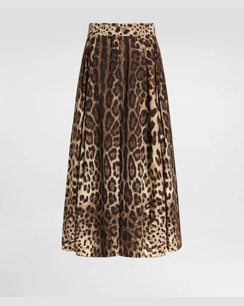 Dolce & Gabbana Gonna In Popeline Stampa Leo - Donna Gonne Stampa Animalier Leo