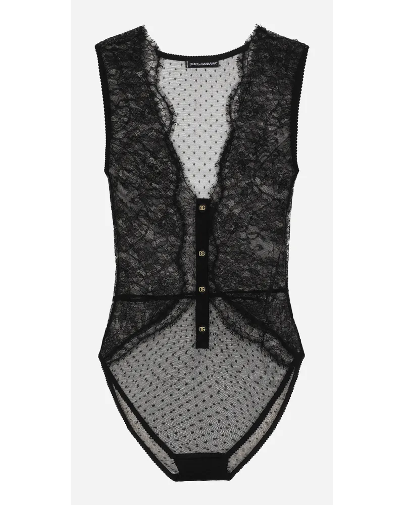 Dolce & Gabbana Body Scollato In Pizzo - Donna Intimo Nero Nero