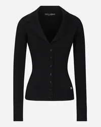 Dolce & Gabbana Giacca Corta In Maglia Di Viscosa Stretch Con Logo Dg - Donna Giacche E Blazer Nero Nero