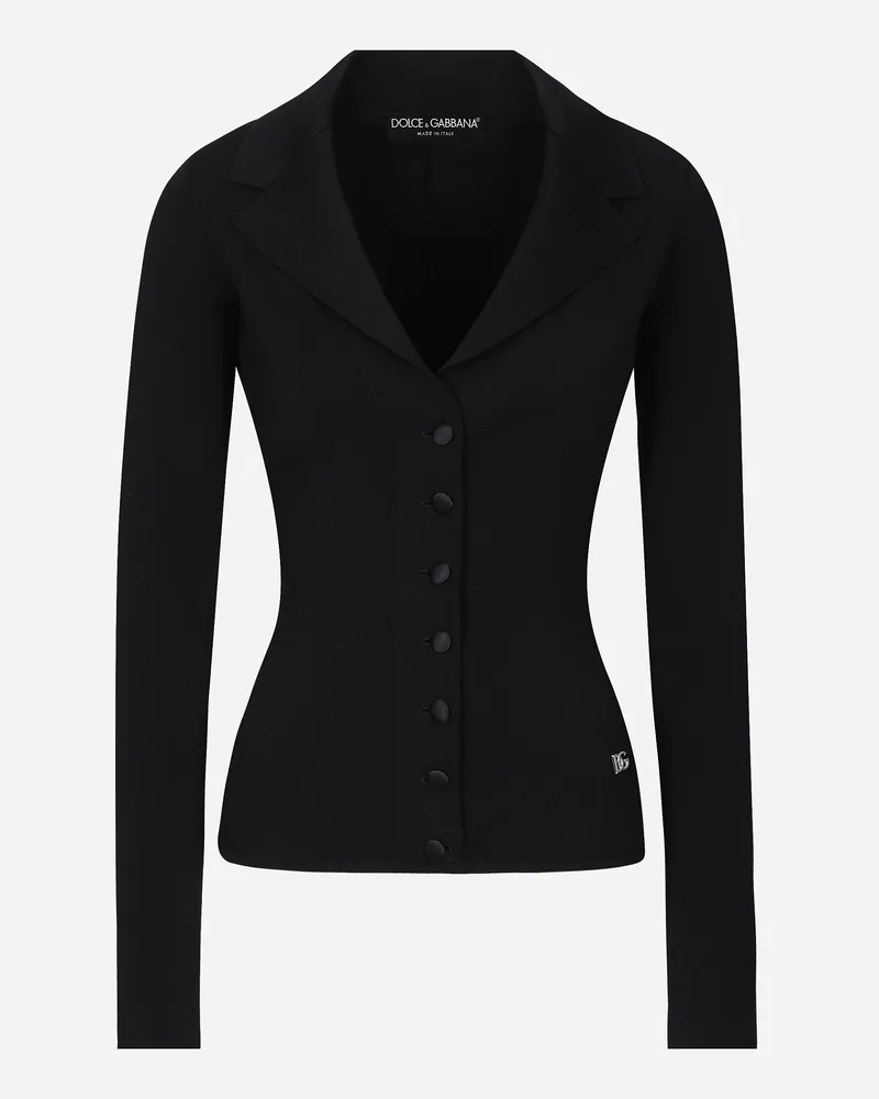 Dolce & Gabbana Giacca Corta In Maglia Di Viscosa Stretch Con Logo Dg - Donna Giacche E Blazer Nero Nero