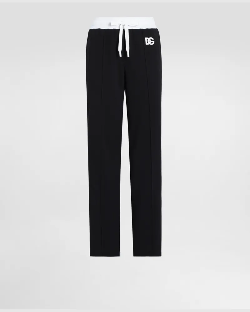 Dolce & Gabbana Pantaloni Jogging In Triacetato Con Ricamo Logo Dg - Donna Pantaloni E Shorts Nero Nero