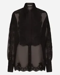 Dolce & Gabbana Camicia Smoking In Organza Con Inserti In Pizzo - Donna Camicie E Top Nero Nero