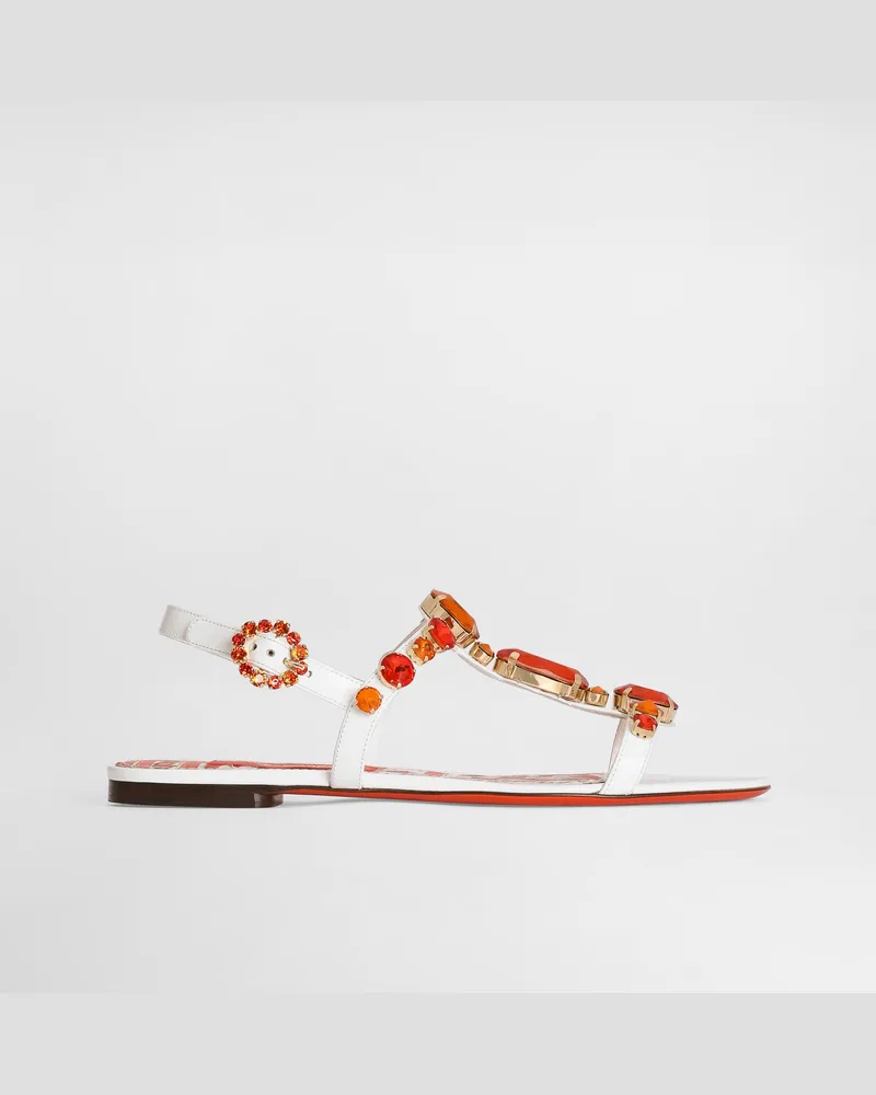 Dolce & Gabbana Sandalo In Vernice Con Ricami - Donna Sandali E Zeppe Multicolore Multicolore