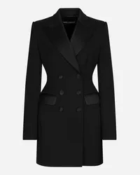 Dolce & Gabbana Giacca Lunga Doppiopetto Tuxedo Dolce In Lana Stretch - Donna Giacche E Blazer Nero Nero