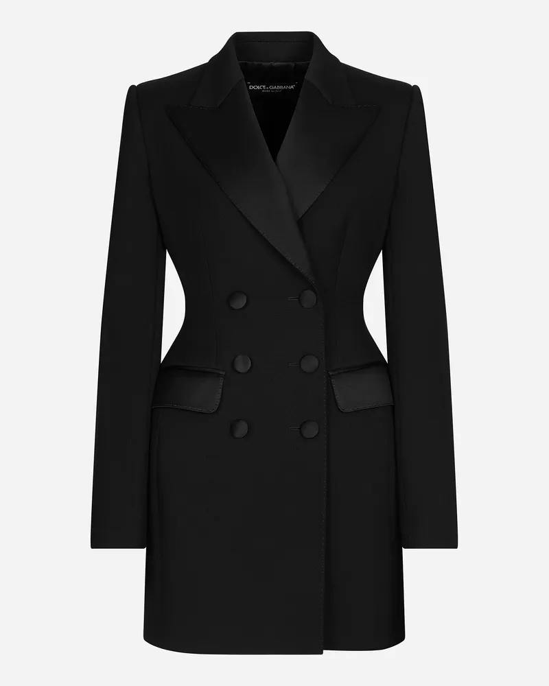 Dolce & Gabbana Giacca Lunga Doppiopetto Tuxedo Dolce In Lana Stretch - Donna Giacche E Blazer Nero Nero
