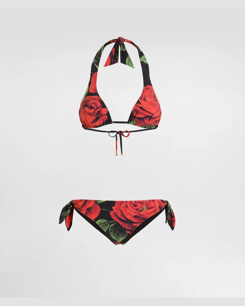 Dolce & Gabbana Bikini A Triangolo Stampa Rose - Donna Beachwear Multicolore Multicolore