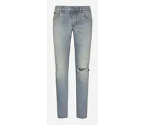 Jeans Skinny In Denim Stretch Lavato - Uomo Denim Multicolore Denim